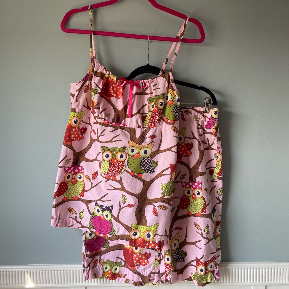 Nick and Nora owl pajama set - cami shorts novelty print